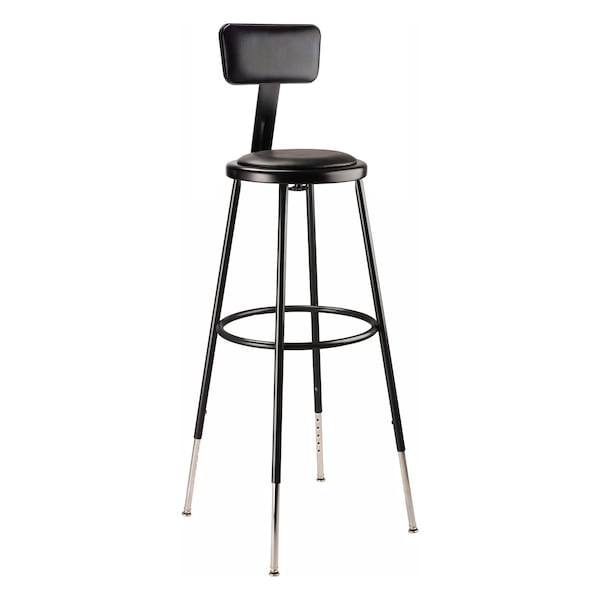 National Public Seating Blk Vinyl Stool Back, 31-39"H, Stationary 6430HB-10 - main